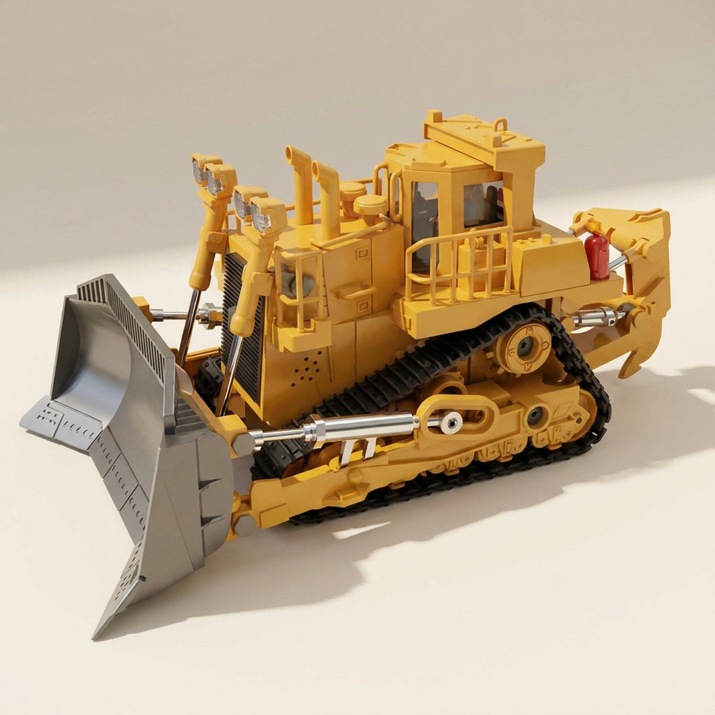 RC Bulldozer Tractor – 9 Channel 2.4G Remote Control Construction Toy with Alloy Metal Blade, Lights & Sounds, for Boys 6–12