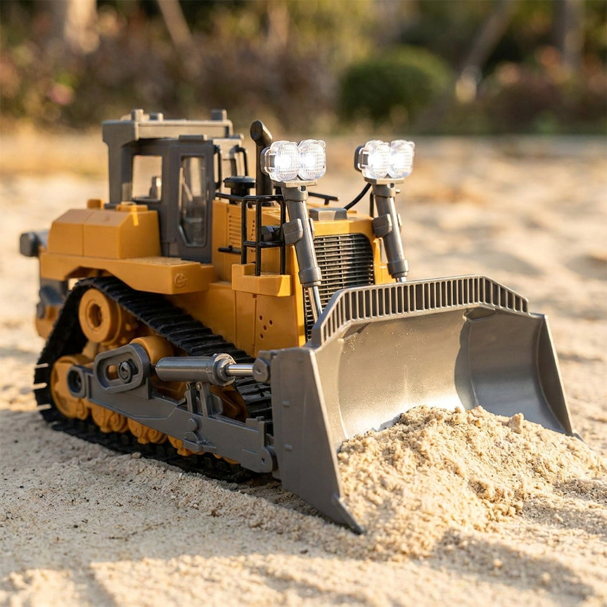 RC Bulldozer Tractor – 9 Channel 2.4G Remote Control Construction Toy with Alloy Metal Blade, Lights & Sounds, for Boys 6–12