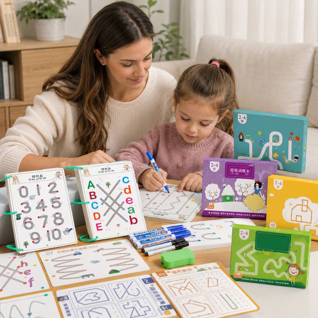 Magic Tracing Workbook Set – Reusable Montessori Practice Copybook for Kids Writing and Drawing Skill Development