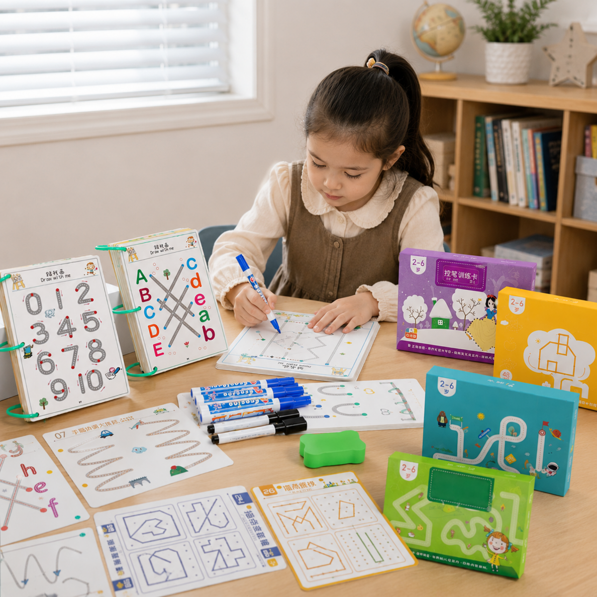 Magic Tracing Workbook Set – Reusable Montessori Practice Copybook for Kids Writing and Drawing Skill Development
