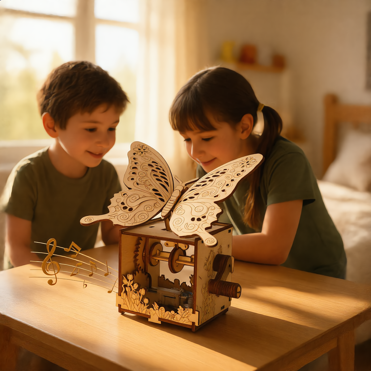 Wooden Butterfly Music Box Puzzle – 3D Hand-Assembled Mechanical Model Gift with Melody for Special Occasions