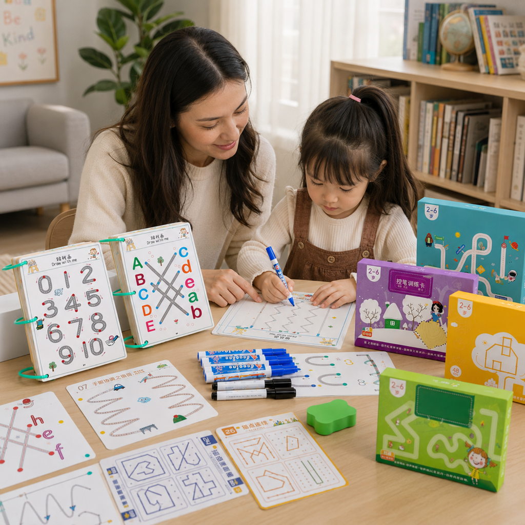 Magic Tracing Workbook Set – Reusable Montessori Practice Copybook for Kids Writing and Drawing Skill Development