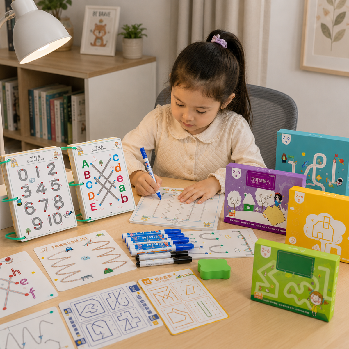 Magic Tracing Workbook Set – Reusable Montessori Practice Copybook for Kids Writing and Drawing Skill Development