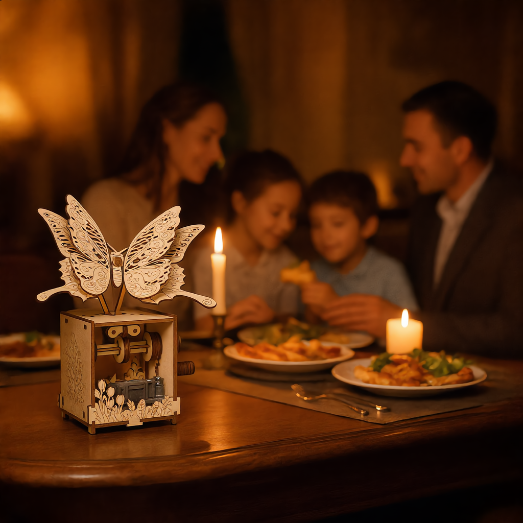Wooden Butterfly Music Box Puzzle – 3D Hand-Assembled Mechanical Model Gift with Melody for Special Occasions