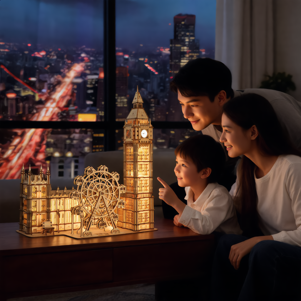 Wooden Big Ben Clock Puzzle –3D DIY Desktop Model Building Kit for Home Decor and Unique Gifts