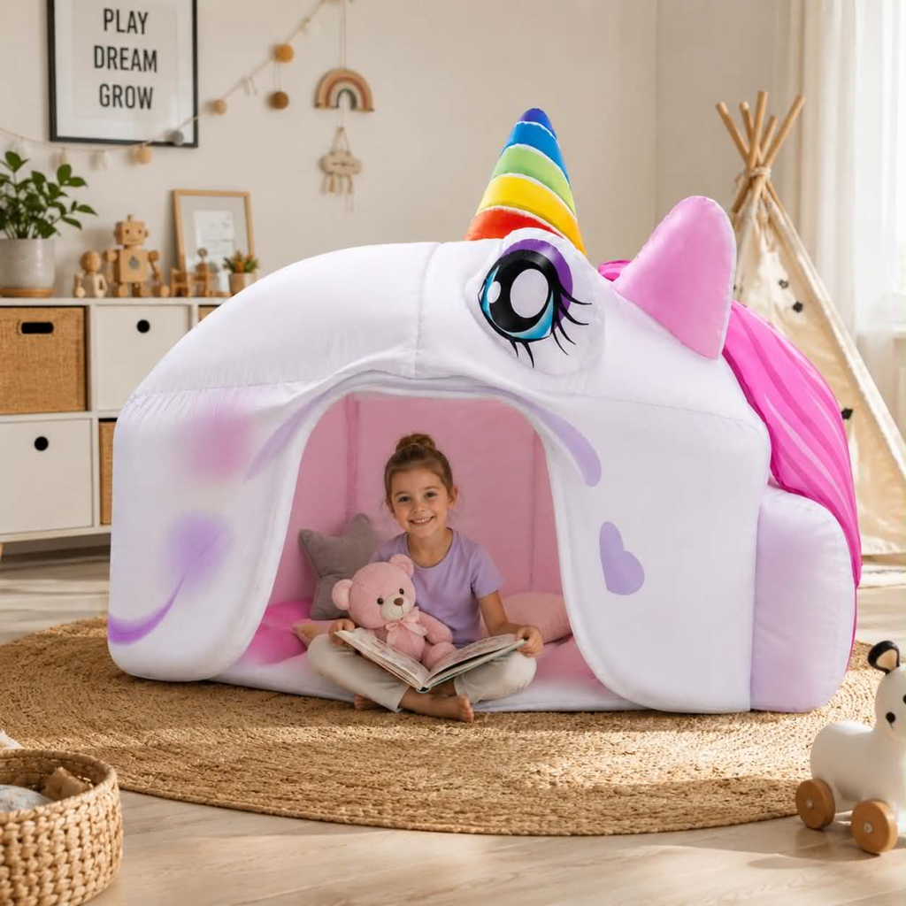 Portable Foldable Kids Inflatable Play Tent - Children's Game House for Indoor Outdoor Play, Lightweight Summer Toy Shelter for Kids
