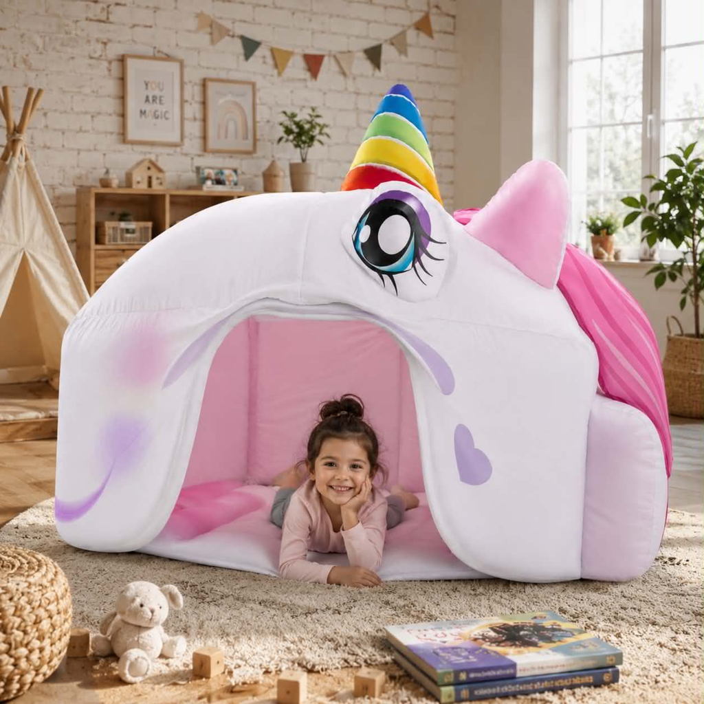 Portable Foldable Kids Inflatable Play Tent - Children's Game House for Indoor Outdoor Play, Lightweight Summer Toy Shelter for Kids