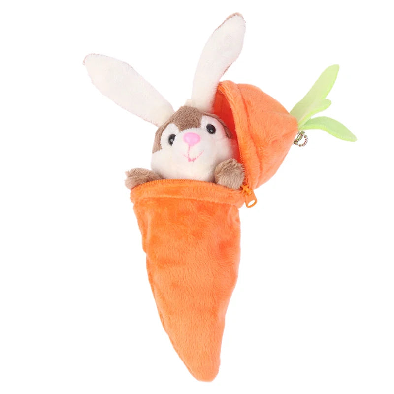 Adorable Bunny in Carrot Plush Keychain – Cute Anime-Inspired Stuffed Doll Gift