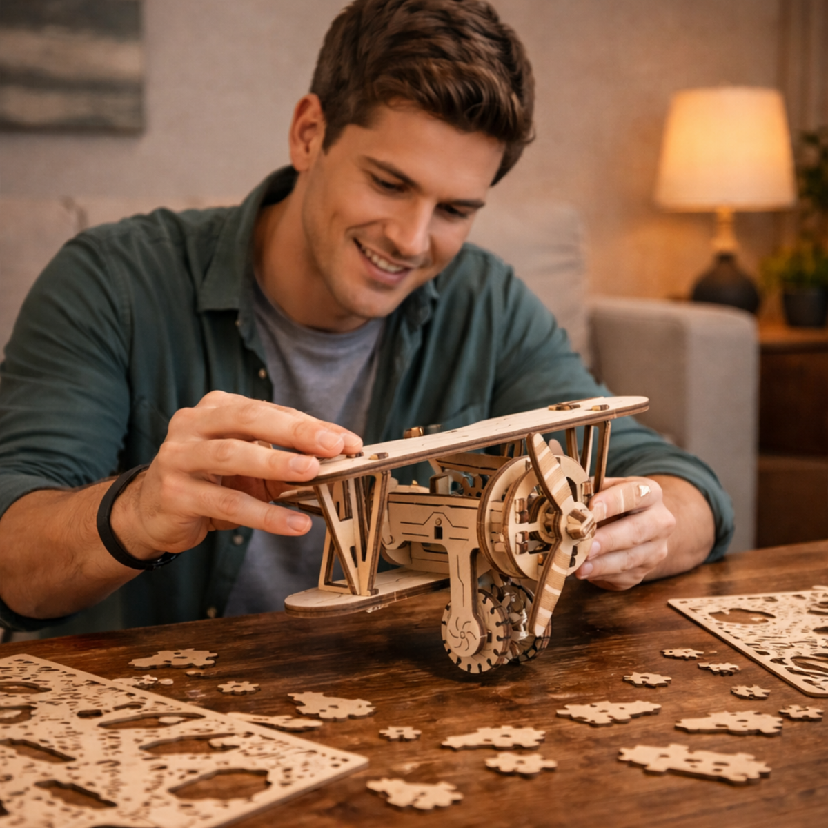 DIY Wooden Aircraft Puzzle Model Kit – Small 3D Plane Assembly Toy for Adults, Birthday, Halloween and Christmas Gift Ideas