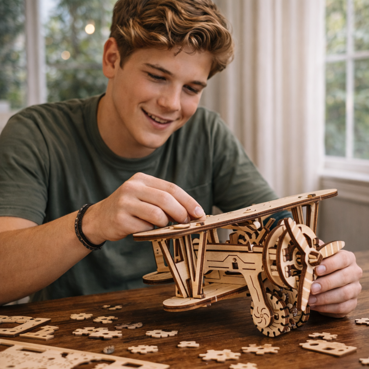 DIY Wooden Aircraft Puzzle Model Kit – Small 3D Plane Assembly Toy for Adults, Birthday, Halloween and Christmas Gift Ideas