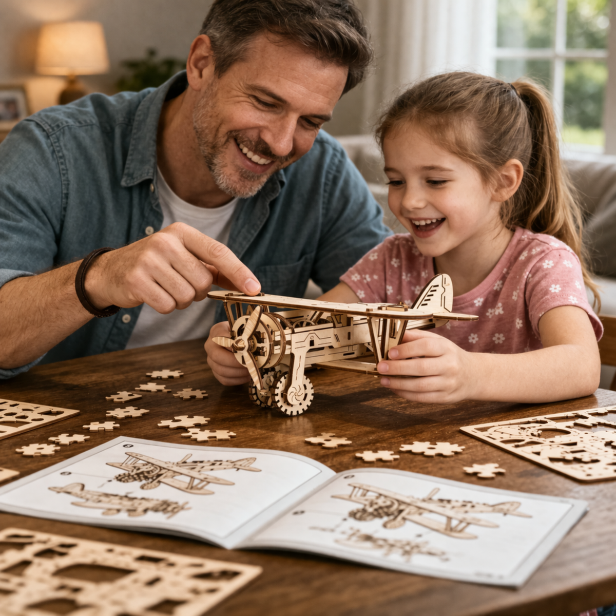 DIY Wooden Aircraft Puzzle Model Kit – Small 3D Plane Assembly Toy for Adults, Birthday, Halloween and Christmas Gift Ideas