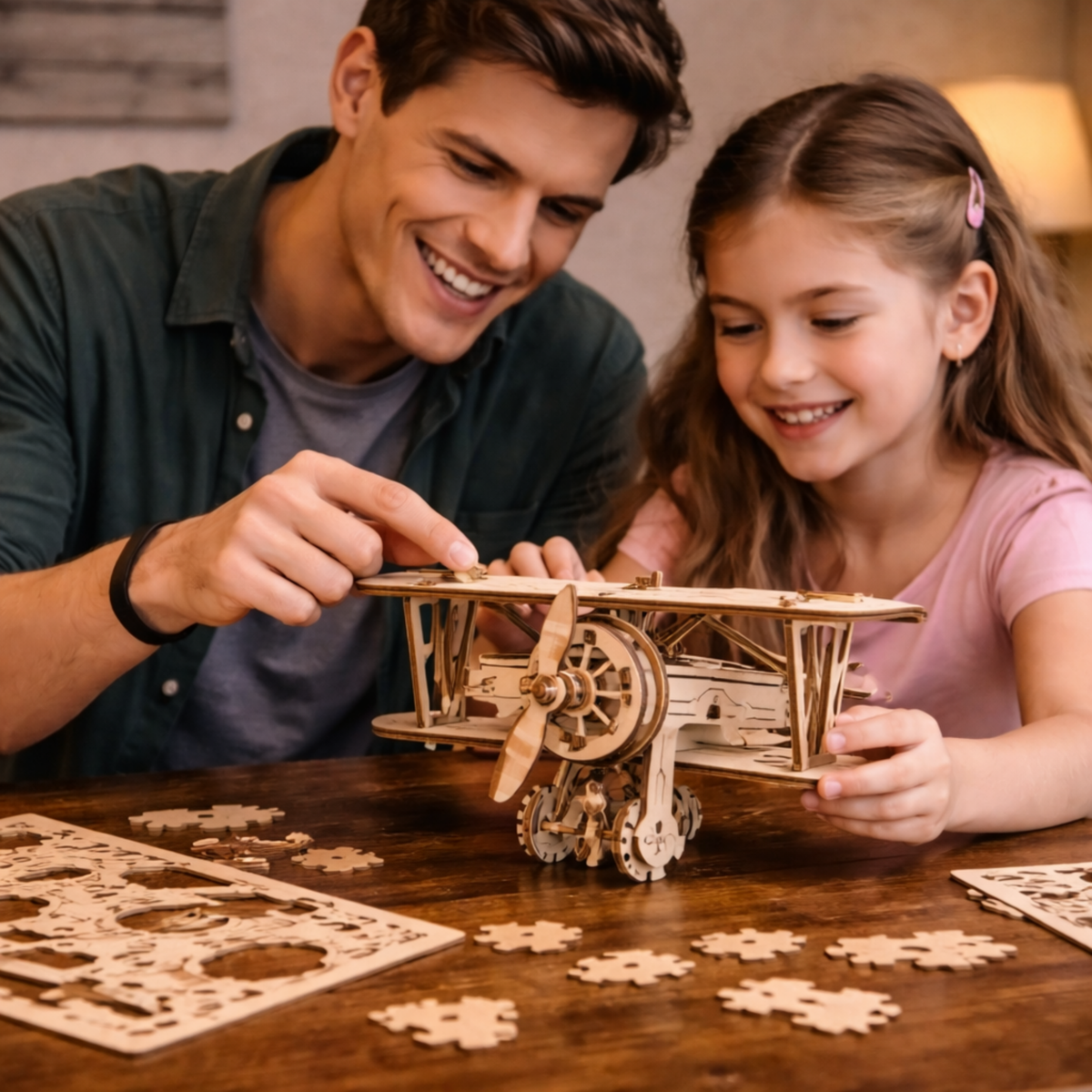 DIY Wooden Aircraft Puzzle Model Kit – Small 3D Plane Assembly Toy for Adults, Birthday, Halloween and Christmas Gift Ideas