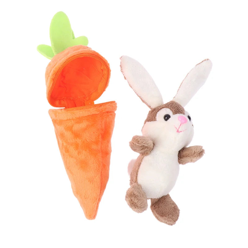 Adorable Bunny in Carrot Plush Keychain – Cute Anime-Inspired Stuffed Doll Gift