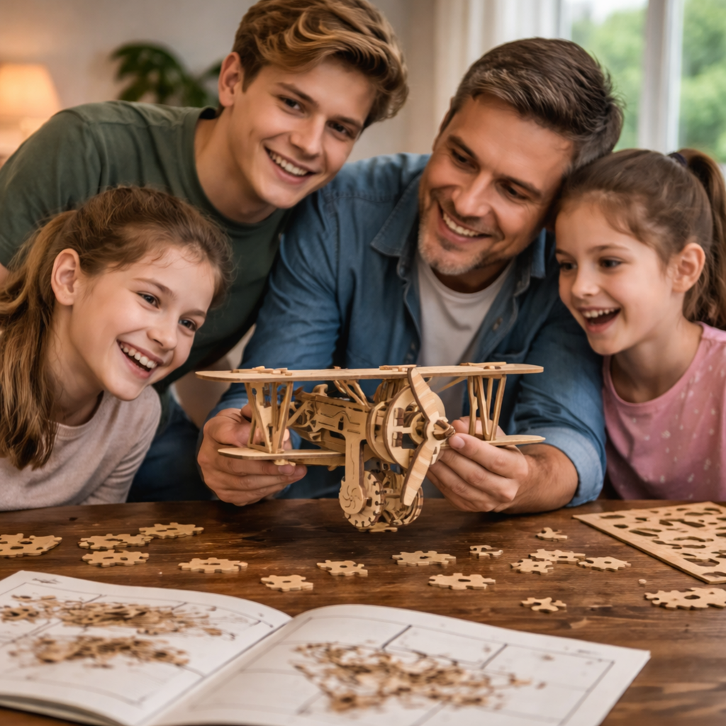 DIY Wooden Aircraft Puzzle Model Kit – Small 3D Plane Assembly Toy for Adults, Birthday, Halloween and Christmas Gift Ideas