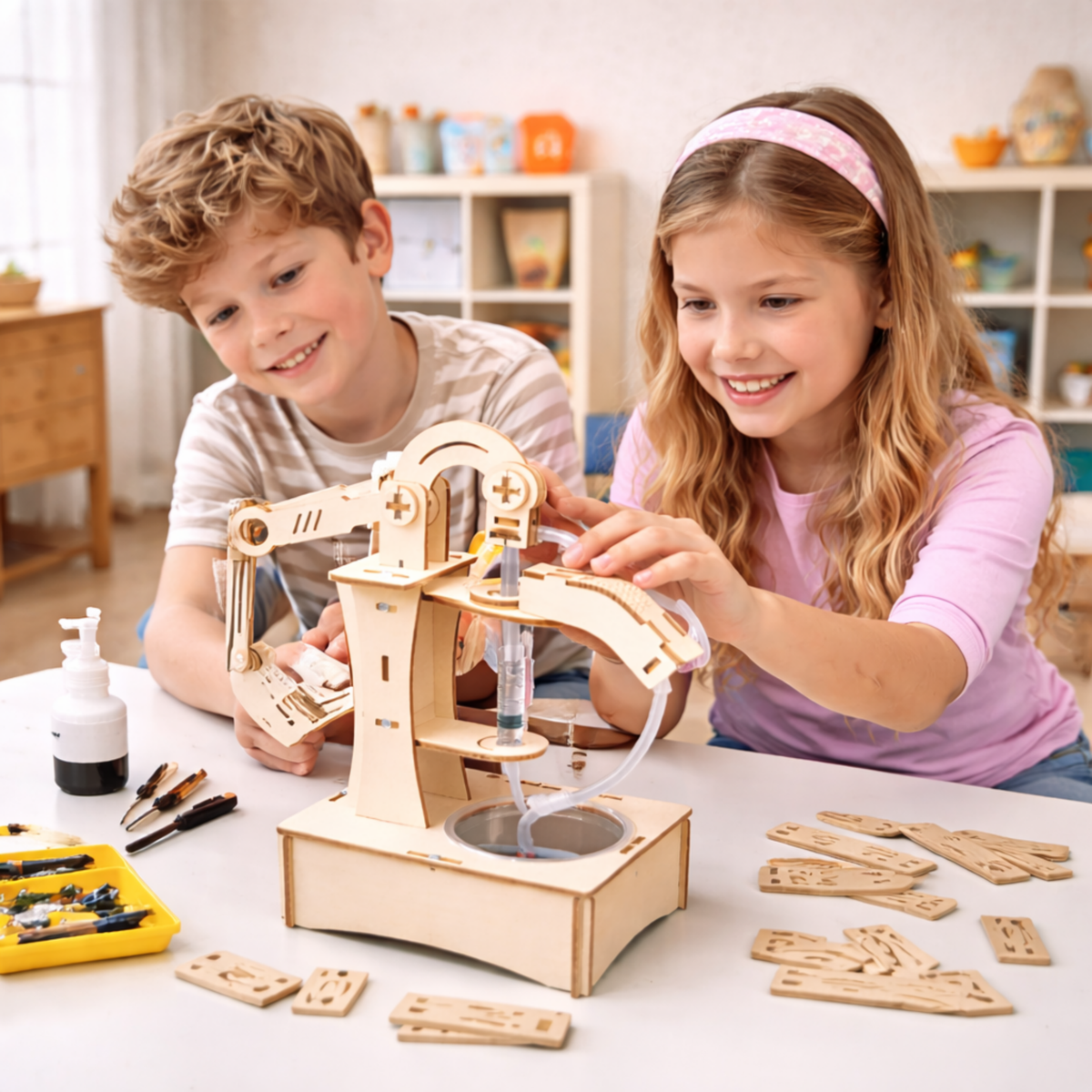 DIY Pumping Unit Assembly Model Kit – Water Pump Experiment STEM Technology Puzzle Toy for Kids Educational Gifts