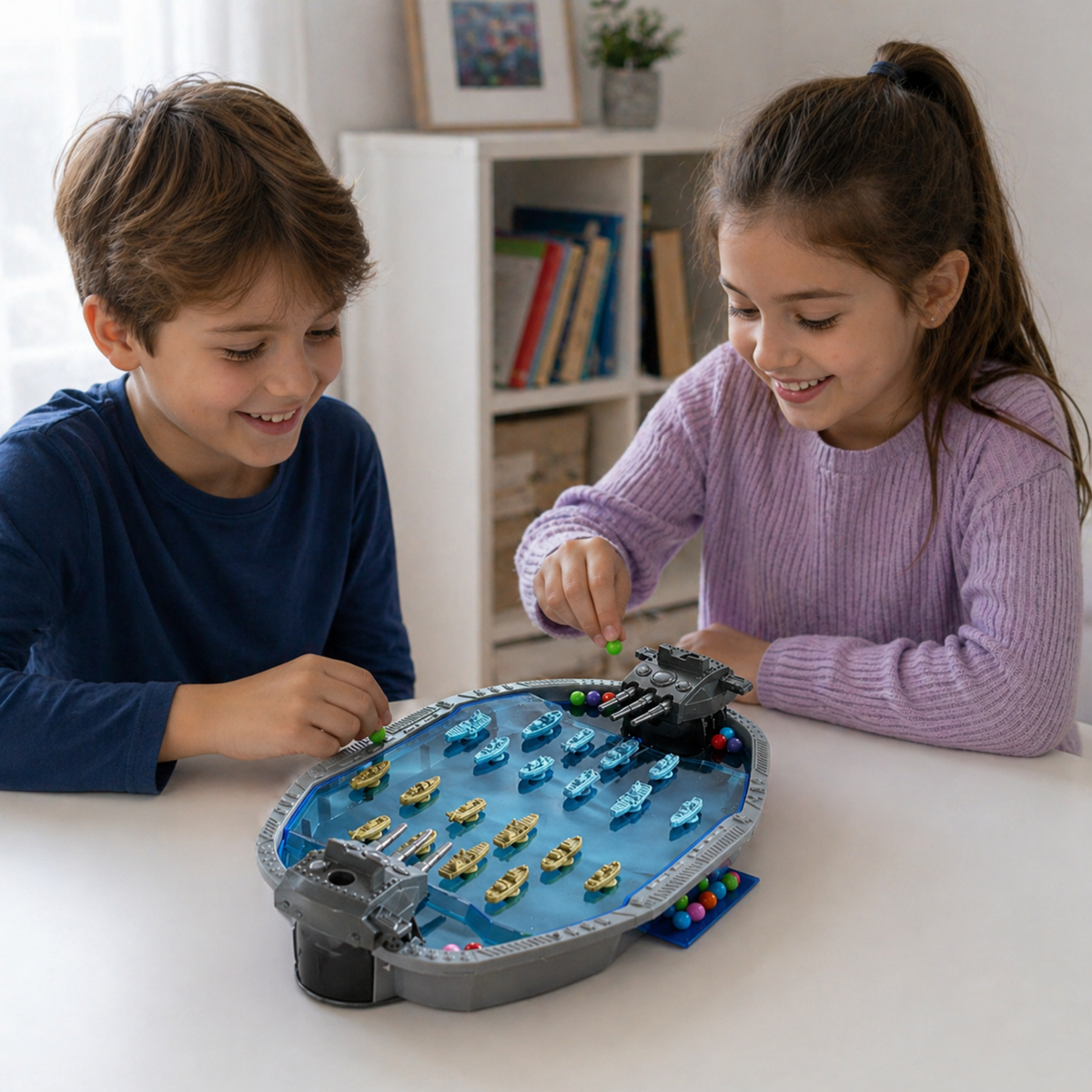 Multiplayer Navy Combat Board Game – Interactive Ejection Ball Battle Table Game Toy for Kids and Family Party Fun