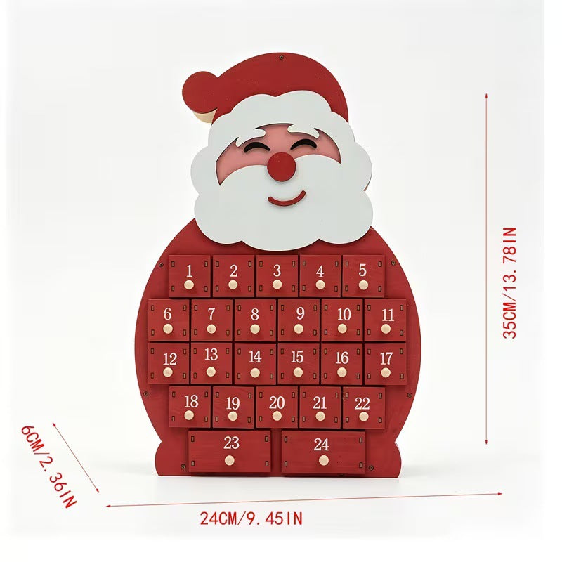 Wooden Christmas Advent Calendar, 24 Compartments