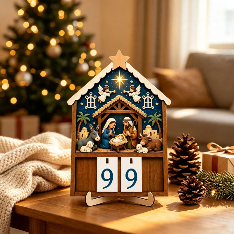 Wood Countdown Calendar for the Christmas Season