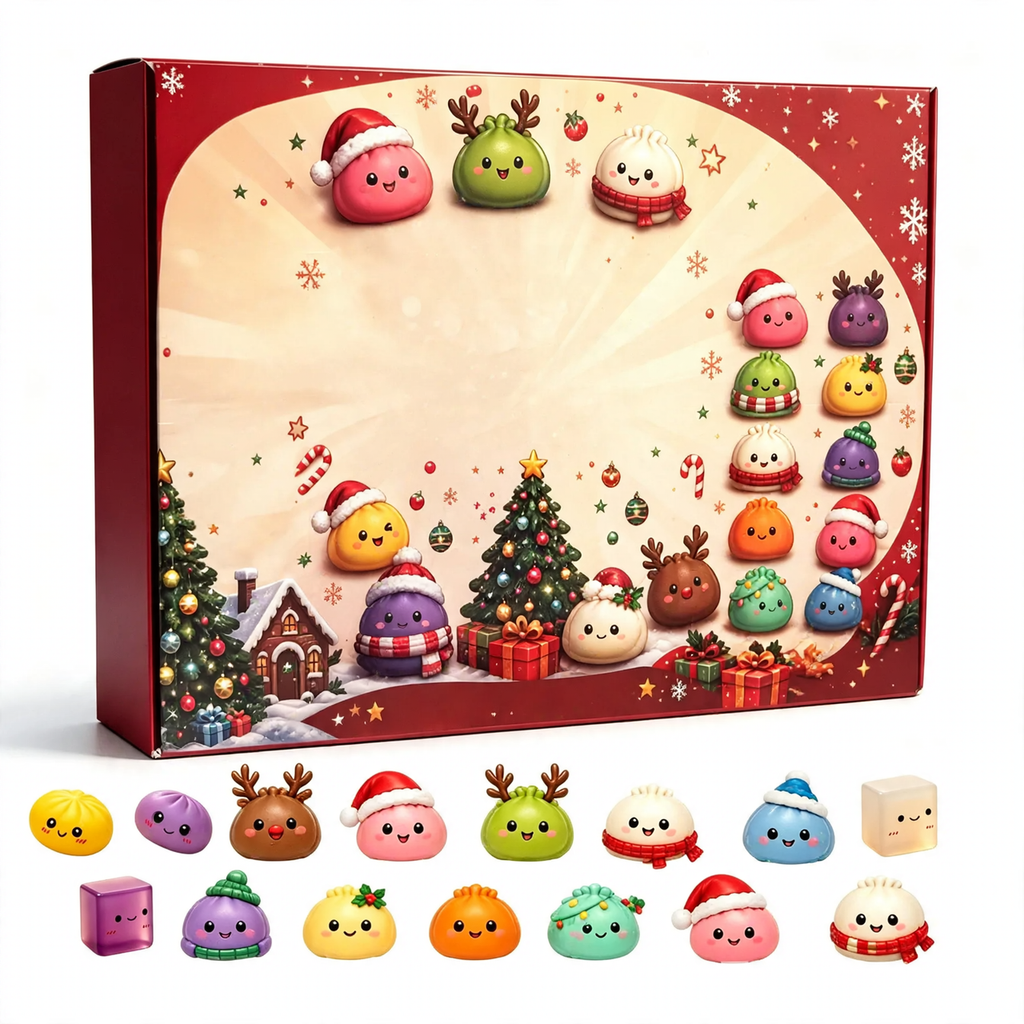 Christmas Advent calendar with 24 squishy figures