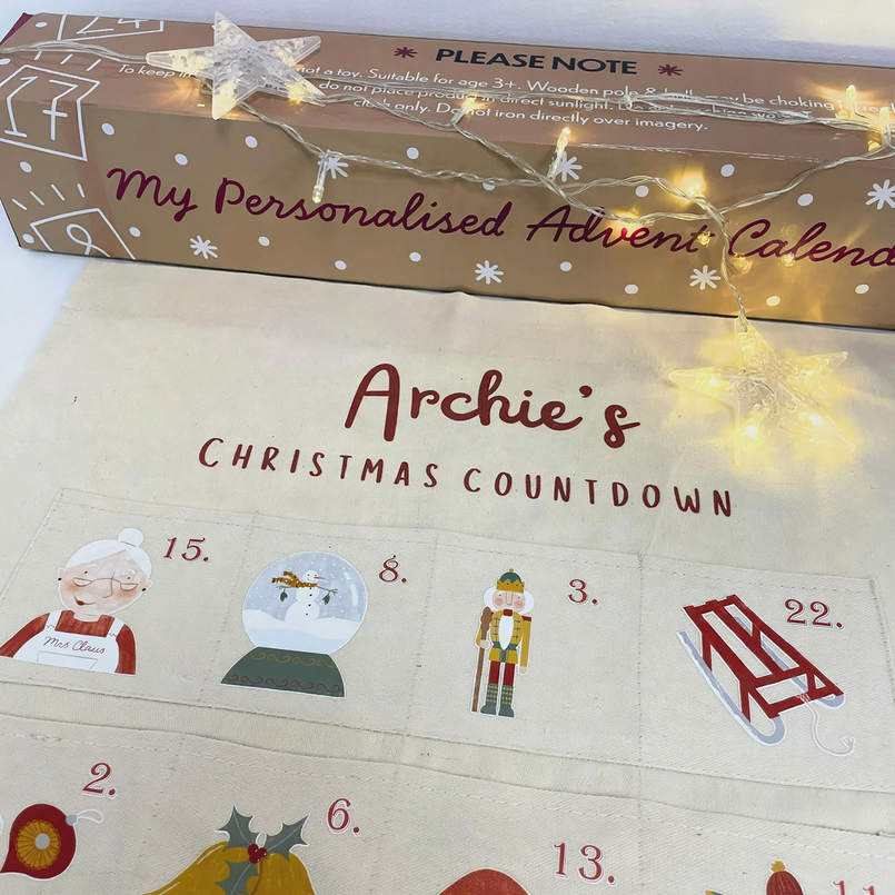 Personalizable fabric Advent calendar, 24 pockets