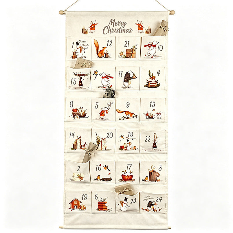 Christmas Advent calendar made of fabric with 24 pockets