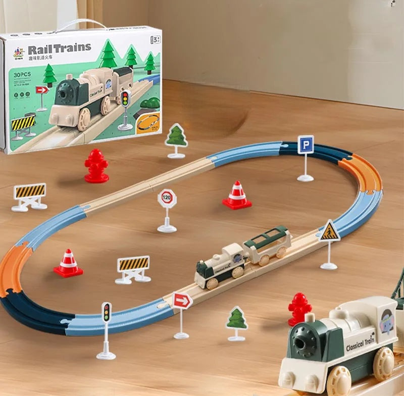 DIY Electric Christmas Railway Track Set – Creative Building Block Puzzle Toy for Kids featuring Assembled Action for the Ultimate Holiday Gift