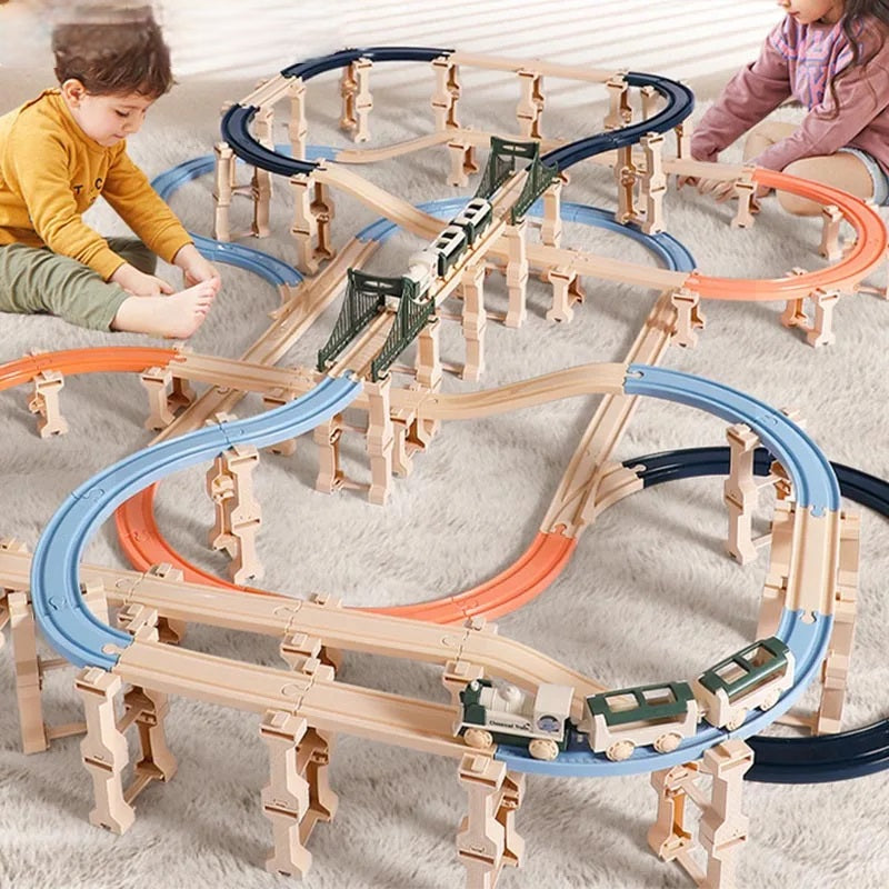 DIY Electric Christmas Railway Track Set – Creative Building Block Puzzle Toy for Kids featuring Assembled Action for the Ultimate Holiday Gift