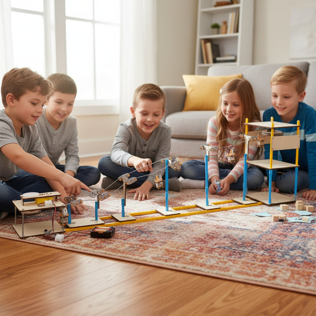 Cable Car Model Kit System Model- DIY Science Educational Toy with Physics Learning, Creative Building Set for Kids