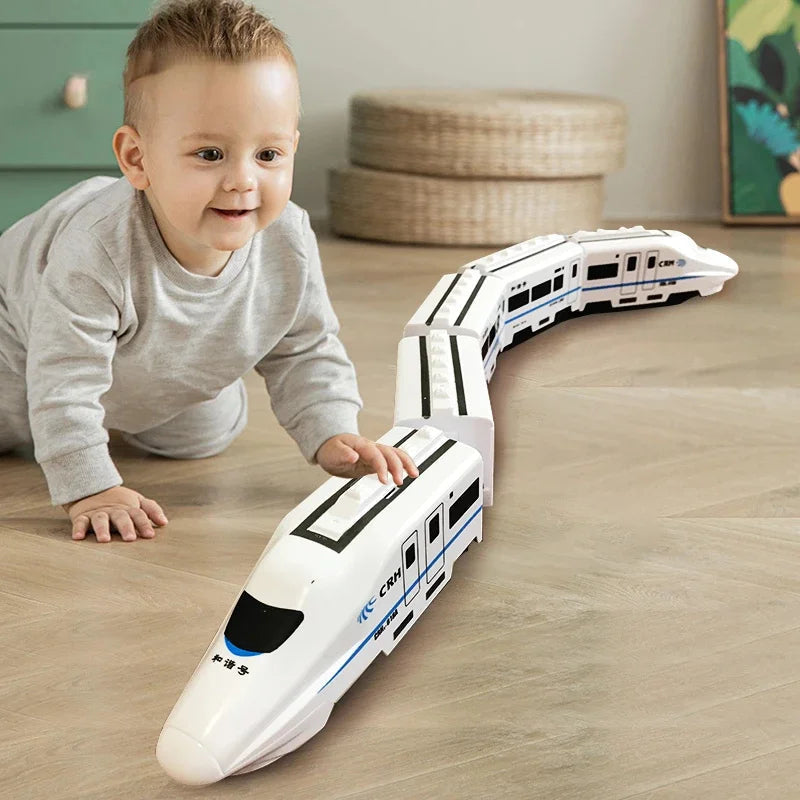 Electric Train Toy Set - DIY High Speed Railway Model with Sound and Light Effects, Educational Toy for Kids Learning and Creative Play