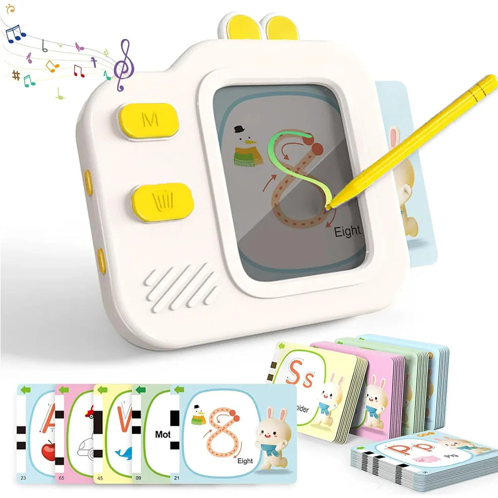 Interactive Flash Card Learning Set - LCD Drawing Tablet with Sound and 120 Double-Sided Cards, Early Education Toy for Toddlers Development