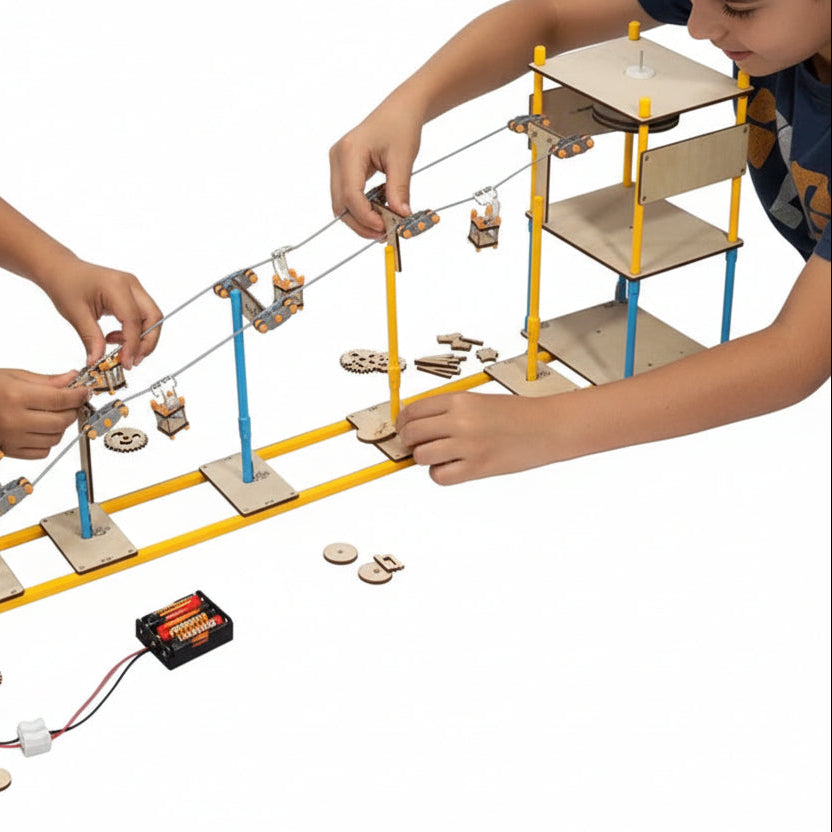 Cable Car Model Kit System Model- DIY Science Educational Toy with Physics Learning, Creative Building Set for Kids