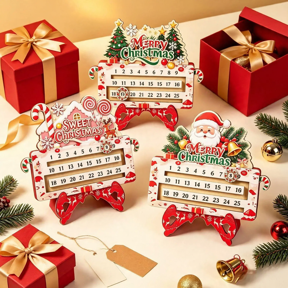 Wooden Advent calendar with movable date marker