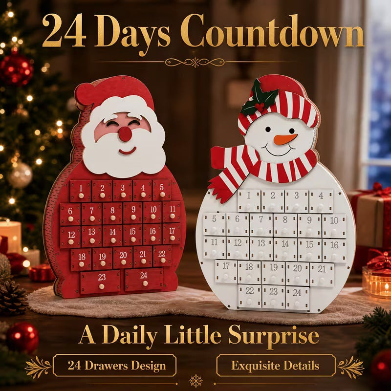Wooden Christmas Advent Calendar with Snowman Design