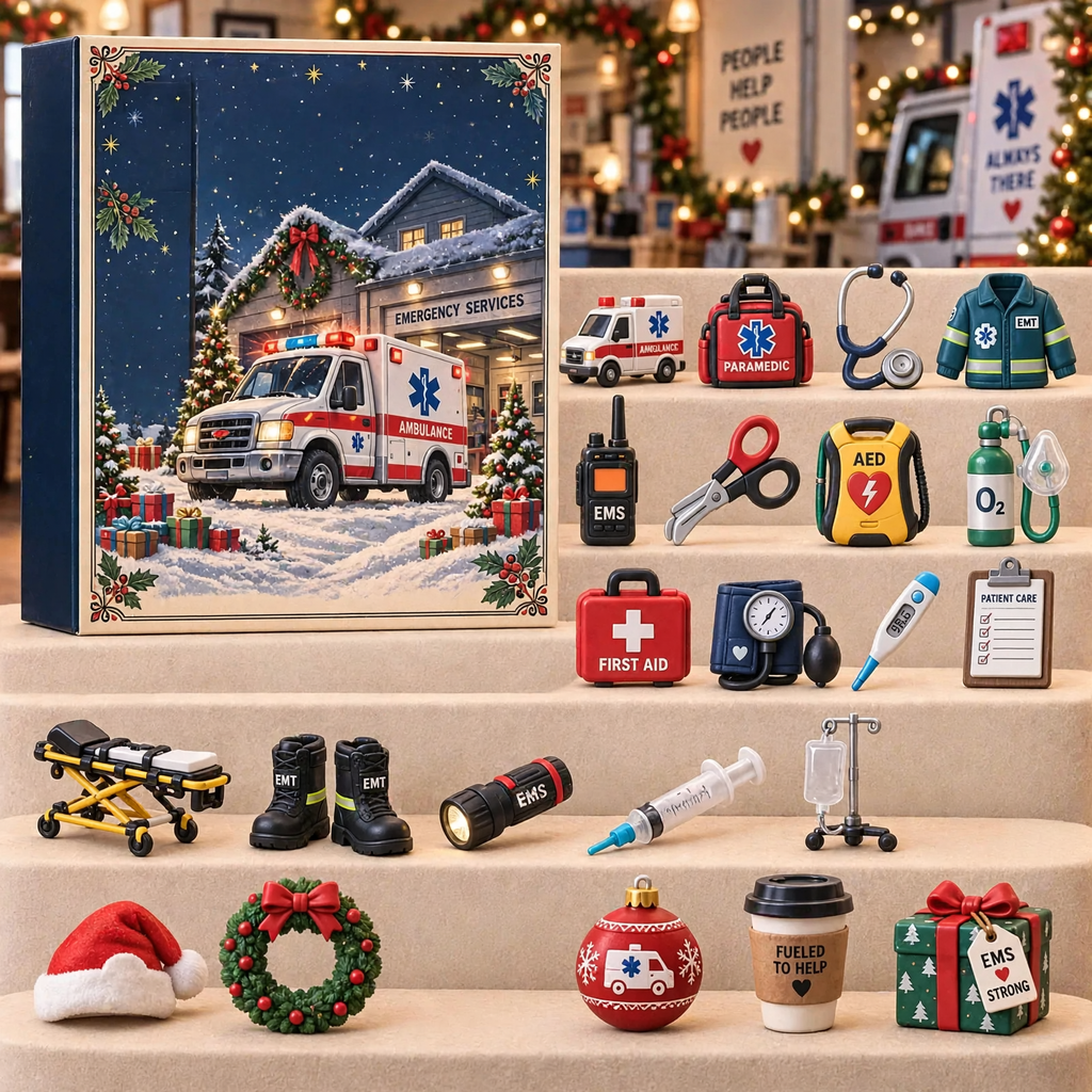 Decorative ambulance advent calendar box, acrylic