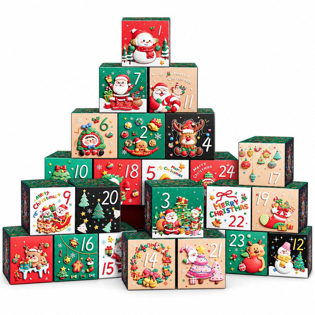 Decorative Advent gift boxes, set of 24
