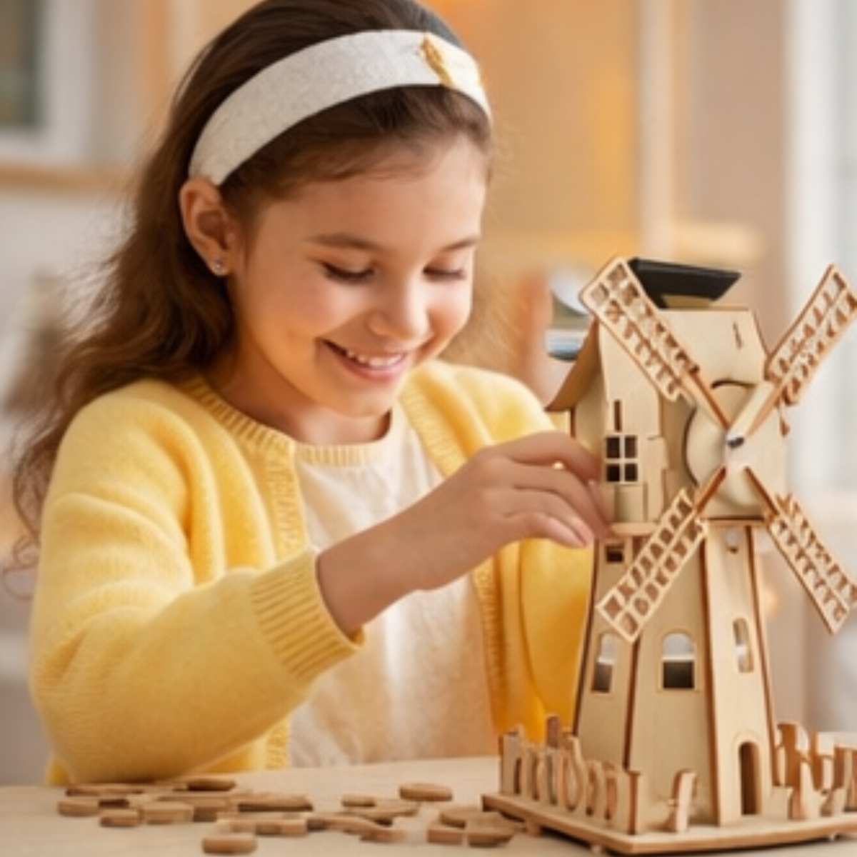 Solar Windmill Puzzle STEM Kit – 3D DIY Physics Educational Toy with Solar Power Technology Experiment for Kids Learning