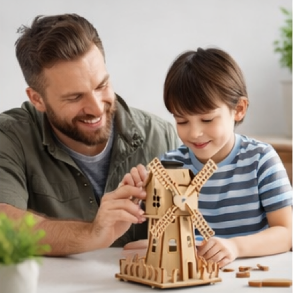 Solar Windmill Puzzle STEM Kit – 3D DIY Physics Educational Toy with Solar Power Technology Experiment for Kids Learning