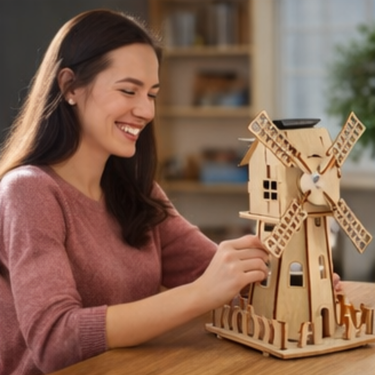 Solar Windmill Puzzle STEM Kit – 3D DIY Physics Educational Toy with Solar Power Technology Experiment for Kids Learning