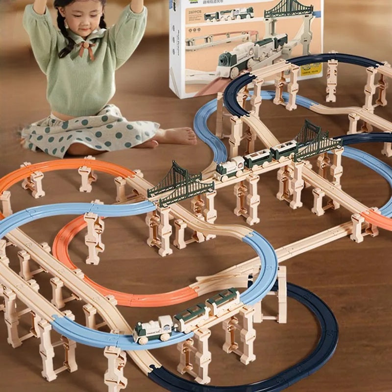 DIY Electric Christmas Railway Track Set – Creative Building Block Puzzle Toy for Kids featuring Assembled Action for the Ultimate Holiday Gift