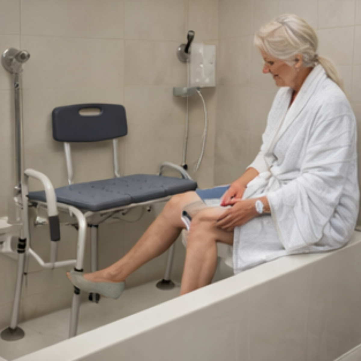 Adjustable Bathtub Transfer Bench – Non Slip Shower Chair with 400lbs Capacity for Elderly & Disabled Bathroom Safety