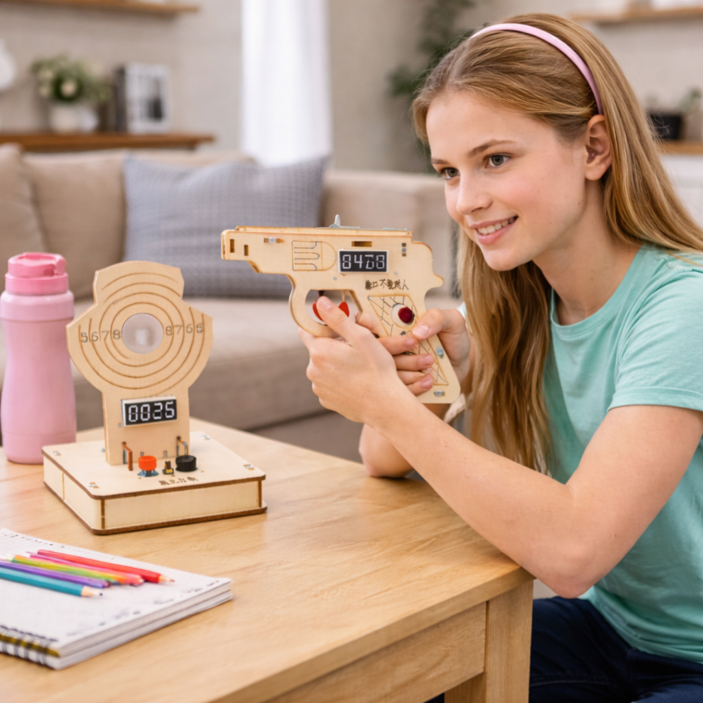 DIY Laser Target Shooting Model Kit – Physics STEM Science Educational Toy for Kids Experimental Learning and Engineering Practice