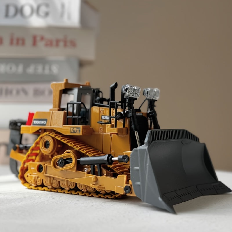 RC Bulldozer Tractor – 9 Channel 2.4G Remote Control Construction Toy with Alloy Metal Blade, Lights & Sounds, for Boys 6–12