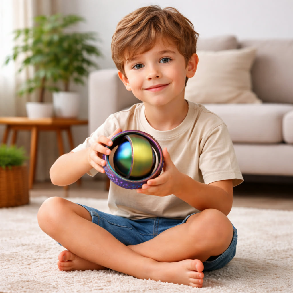 O-Shaped Rotating Ball Toy – 3D Printed Universal Fingertip Gyroscope Gravity Rotation Anxiety Relief Decompression Stress Fidget Toy