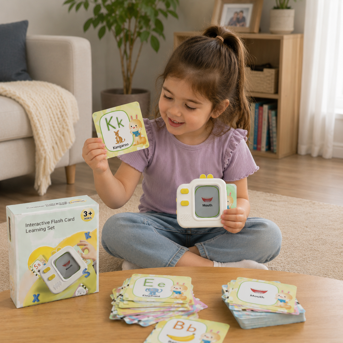Interactive Flash Card Learning Set - LCD Drawing Tablet with Sound and 120 Double-Sided Cards, Early Education Toy for Toddlers Development