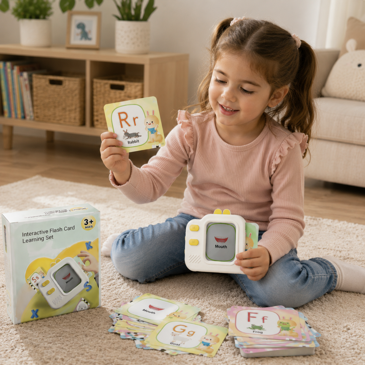 Interactive Flash Card Learning Set - LCD Drawing Tablet with Sound and 120 Double-Sided Cards, Early Education Toy for Toddlers Development