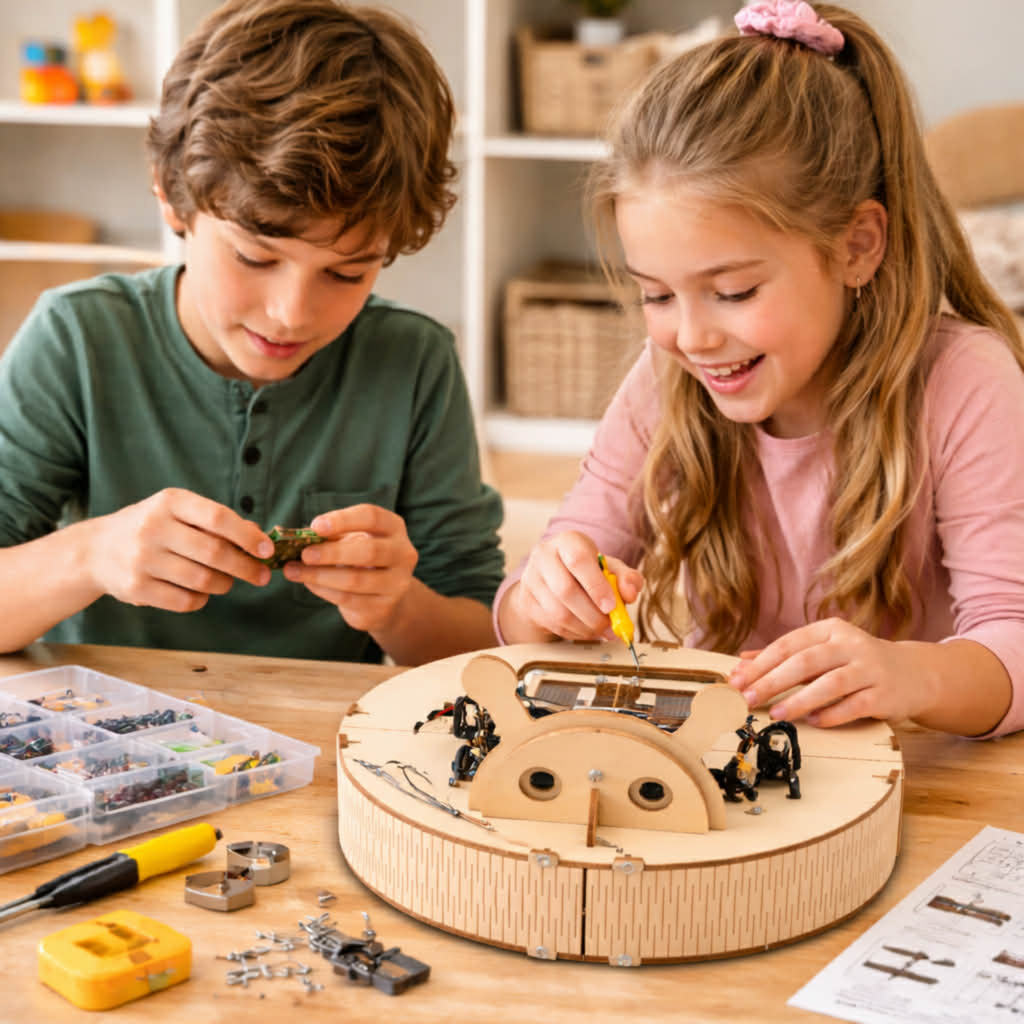 DIY Intelligent Obstacle Avoidance Sweeping Robot Kit – STEM Science Educational Experiment Toy for Kids Learning Coding and Engineering Skills