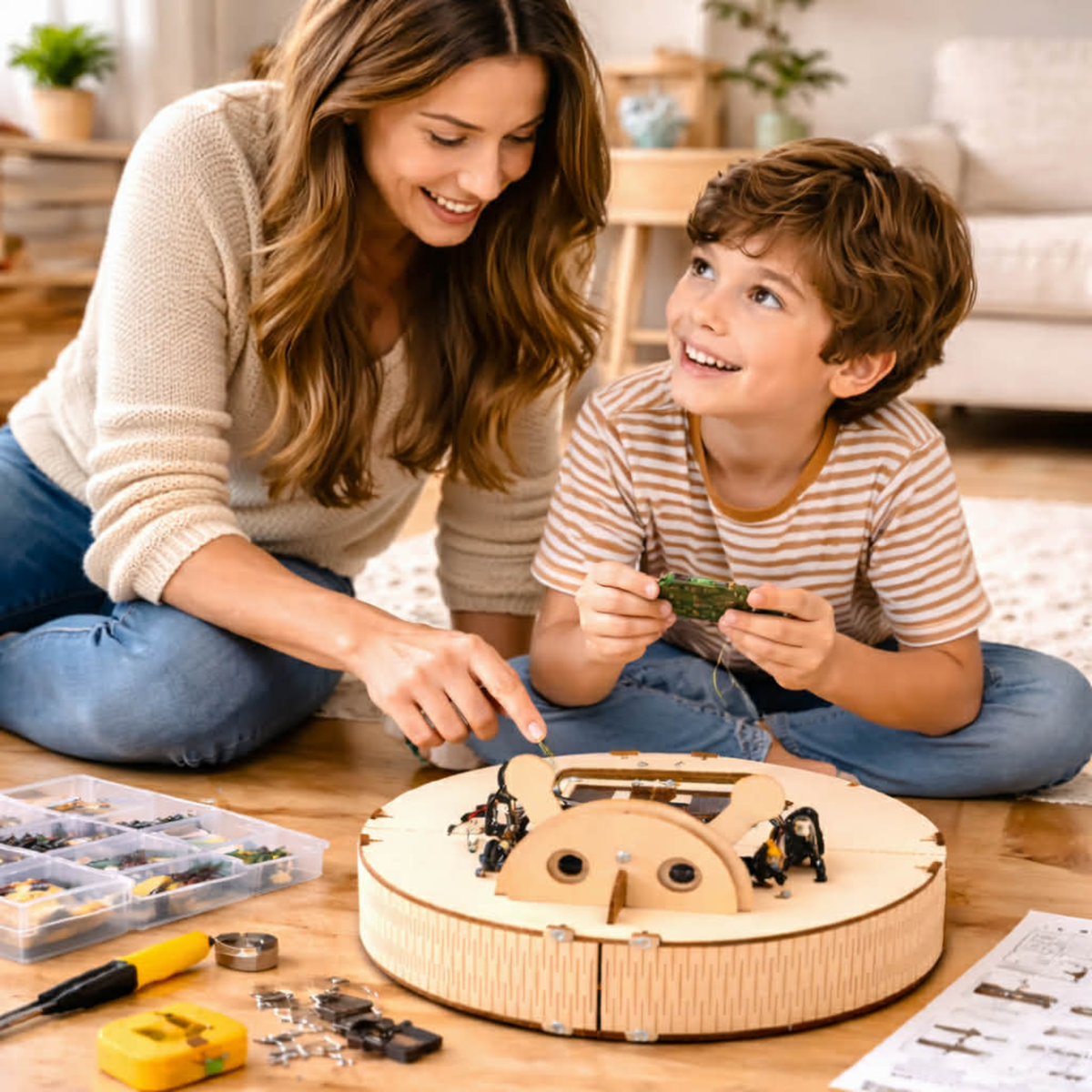 DIY Intelligent Obstacle Avoidance Sweeping Robot Kit – STEM Science Educational Experiment Toy for Kids Learning Coding and Engineering Skills