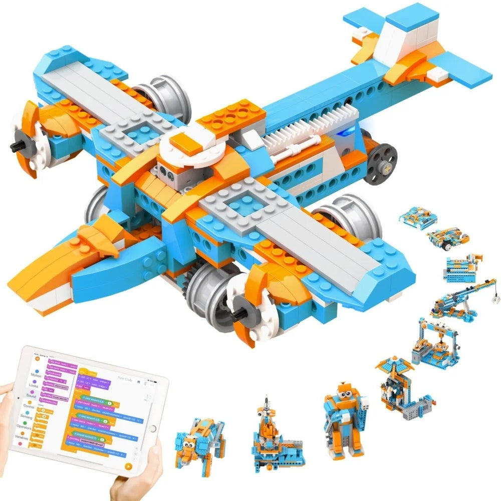 STEM Coding Robot Kit - 10 in 1 App Controlled Robotics Building Blocks Toy for Kids Educational Learning