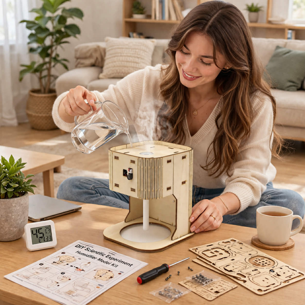 DIY Scientific Experiment Humidifier Model Kit – Handmade Wooden STEM Science Teaching Aid for Children Educational Projects
