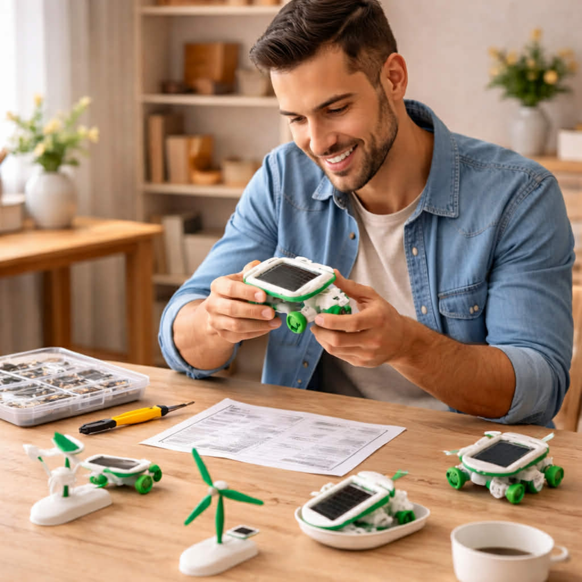 DIY Solar Robot Kit – Creative 6-in-1 STEM Science Experiment Toy Enhancing Assembly Skills and Renewable Energy Learning for Kids